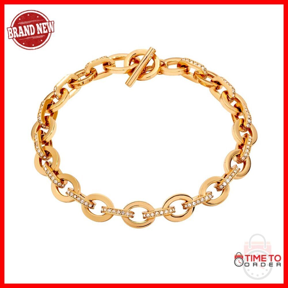 Stainless Gold Crystal Toggle Bracelet, 7 Inch Nickel-Free